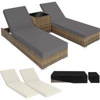 tectake Set Of 2 Aluminum Rattan Lounge Chairs Nautica in Natural | Size: 2 Seater