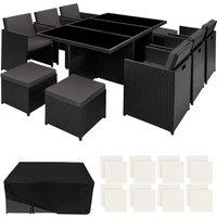 tectake Garden Table & Chairs New York in Black | Size: 2XL