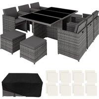 tectake Garden Table & Chairs New York in Grey | Size: 2XL