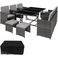 tectake Garden Table & Chairs Malaga in Grey | Size: 2XL