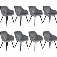 tectake Dining Chair Marilyn Set Of 6 - Grey/Black in Grey | Size: 6 Pack