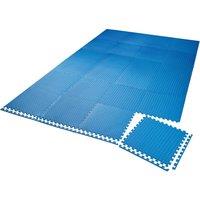 tectake Gym Mats - 24 Interlocking Sections With 48 Edge Pieces in Blue