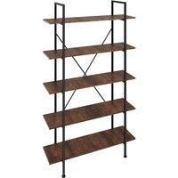 tectake Ladder Shelf Glasgow - 5 Slim Shelves in Brown