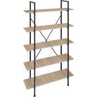 tectake Ladder Shelf Glasgow - 5 Slim Shelves in Light Brown