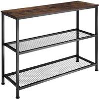 tectake Console Table Bristol - With Tabletop & 2 Wire Shelves in Dark Brown