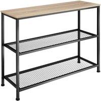 tectake Console Table Bristol - With Tabletop & 2 Wire Shelves in Light Oak