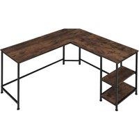 tectake Desk Hamilton - Corner Unit, Shelf With 2 Storage Compartments in Brown