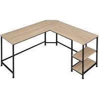 tectake Desk Hamilton - Corner Unit, Shelf With 2 Storage Compartments in Light Oak