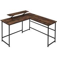 tectake Desk Melrose - Corner Desk With A Movable Monitor Stand in Brown