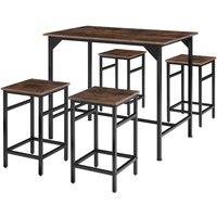 tectake Dining Table With 4 Bar Stools Edinburgh in Brown | Size: 4 Person