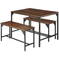 tectake Dining Table Set Bolton in Brown