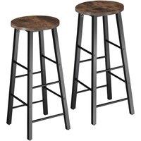 tectake Set Of Bar Stools Keynes Industrial Wood Dark, Rustic Set Of 2 in Brown