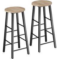 tectake Set Of Bar Stools Keynes Industrial Wood Light Set Of 2 in Light Oak