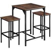 tectake Dining Table & 2 Bar Stools Inverness in Brown | Size: 2 Seater