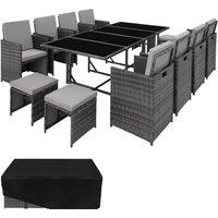 tectake Garden Table & Chairs Palma in Grey | Size: 3XL