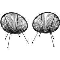 tectake Garden chairs in retro design (set of 2) in Black | Size: 2 Seater