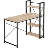 tectake Desk Hershey - Integrated Shelf With 3 Compartments in Light Oak