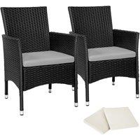 tectake Garden Chairs Set Of 2 Nantes in Black | Size: 2 Seater