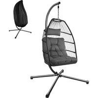 tectake Egg Chair Ariane in Dark Grey | Size: 1 Seater