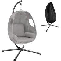 tectake Hanging Egg Chair Anika in Light Grey | Size: 1 Seater