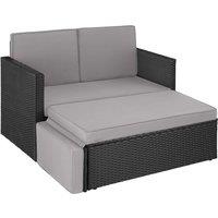tectake Garden Sofa Corfu in Black | Size: 2 Seater