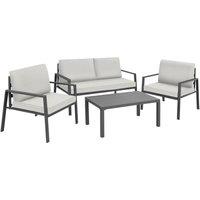 tectake Gteborg Seating Set with Table in Light Grey | Size: 4 Person