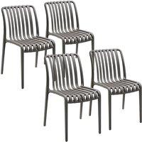 tectake Garden chairs Alcudia - durable, stackable & weather-resistant in Dark Grey | Size: 4 Person