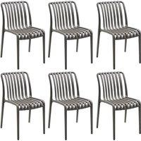 tectake Garden chairs Alcudia - durable, stackable & weather-resistant in Dark Grey | Size: 6 Person