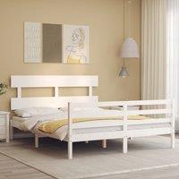 Berkfield Home Bed Frame with Headboard White 160x200 cm Solid Wood