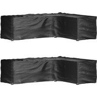 Berkfield Home L-Shaped Garden Furniture Covers 2 pcs 18 Eyelets 285x220x80 cm in Black | Size: 285 x 220 x 80 cm