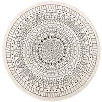 THE RUGS Porto Reversible Indoor Outdoor Rug Flatweave Polypropylene Design in Black | Size: 200 cm diameter