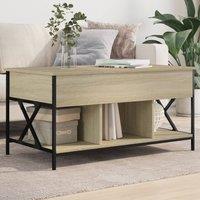Berkfield Home Coffee Table Sonoma Oak 100x55x50 cm Engineered Wood & Metal in Brown | Size: 100 x 55 x 50 cm