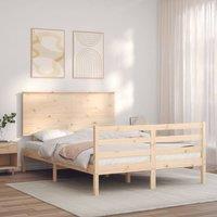 Berkfield Home Bed Frame with Headboard 140x190 cm Solid Wood in Brown