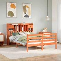 Berkfield Home Bookcase Bed without Mattress Wax Brown 160x200cm Solid Wood Pine | Size: 160x200 cm