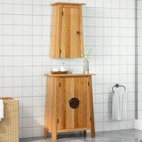 Berkfield Home 2 Piece Bathroom Furniture Set Solid Wood Pine in Brown