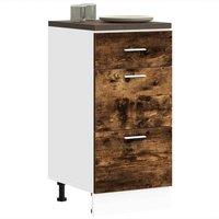 Berkfield Home Bottom Cabinet Smoked Oak 40x46x81.5 cm Engineered Wood in Brown