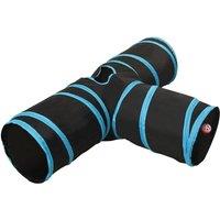 Berkfield Home Cat Tunnel 3-way Black & Blue 90 cm Polyester