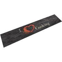 Berkfield Home Kitchen Rug Washable Cooking Black 60x300 cm Velvet