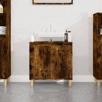 Berkfield Home Sink Cabinet Smoked Oak 58x33x60 cm Engineered Wood in Brown | Size: 58 x 33 x 60 cm