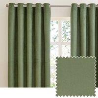 Furn Verso Suede-Look 100% Blackout Eyelet Curtain Pair in Green | Size: 117 cm width x 183 cm drop