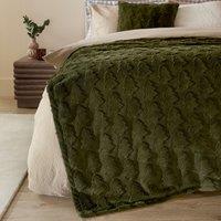 Furn Pines Faux Fur Throw in Green | Size: 150 cm 200 cm