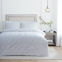 Paoletti Elysia Pinch Pleat 100% Cotton Embroidered Duvet Cover Set in White | Size: Super King