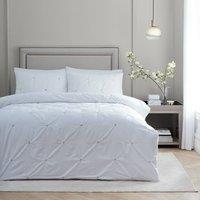 Paoletti Elysia Pinch Pleat 100% Cotton Embroidered Duvet Cover Set in Black | Size: Super King
