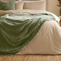Yard Heavy Chenille Velvet Throw in Green | Size: 130 cm x 180 cm
