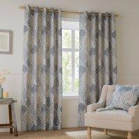 Wylder Ophelia Floral Room Darkening Eyelet Curtain Pair in Blue | Size: 117 cm width x 183 cm drop