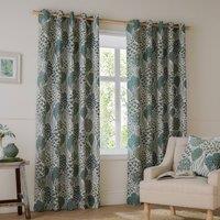 Wylder Ophelia Floral Room Darkening Eyelet Curtain Pair in Green | Size: 168 cm width x 137 cm drop
