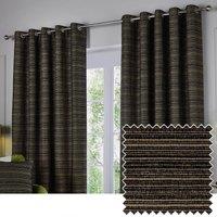 Paoletti Jupiter Chenille Jacquard Eyelet Curtain Pair in Black | Size: 168 cm width x 137 cm drop
