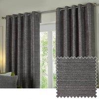 Paoletti Jupiter Chenille Jacquard Eyelet Curtain Pair in Grey | Size: 229 cm width x 183 cm drop