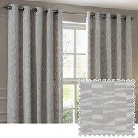 Paoletti Manhattan Velvet Eyelet Curtain Pair in Silver | Size: 117 cm width x 137 cm drop