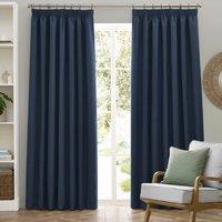 Furn Dawn Blackout Pencil Pleat Curtain Pair in Dark Blue | Size: 229 cm width x 183 cm drop